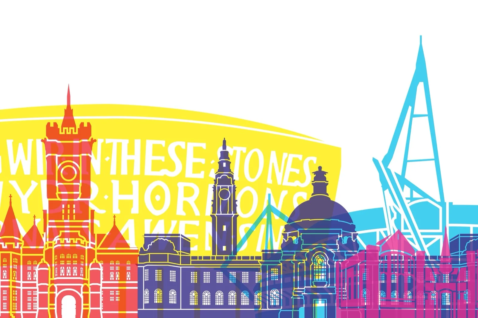 Cardiff city skyline illustration representing Software Solutions Wales location in Wales capital